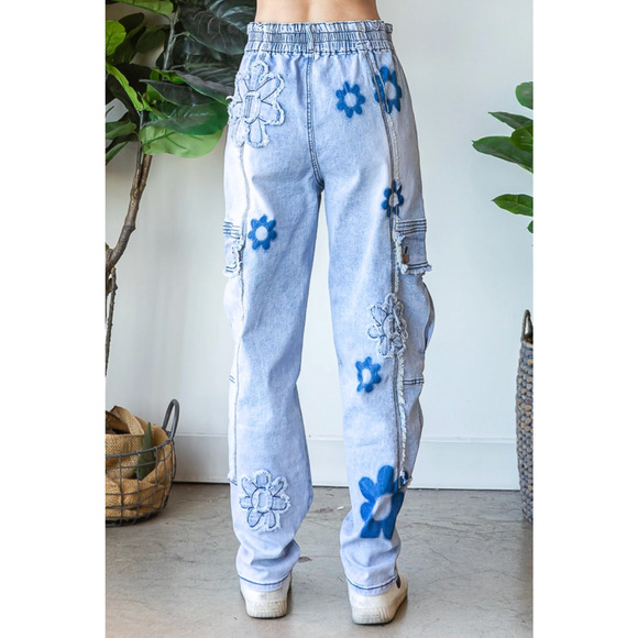Oli & Hali Daisy Denim Cargo Pants - Picture 2 of 2